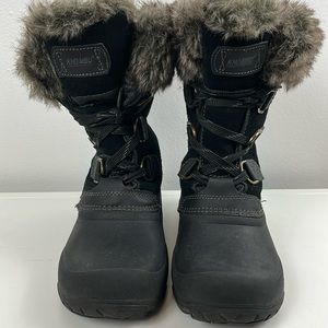 KHOMBU The Slope Womens Sz 7 Suede Faux Fur Black Winter Boots
